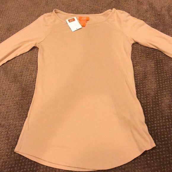 Joe Fresh Orange & Tan 3/4 Sleeve Shirts (2) - Picture 4 of 5